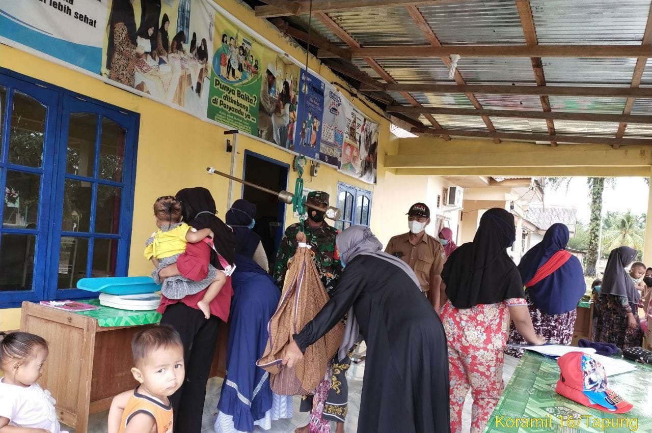 Wujudkan Balita Sehat Babinsa Koramil 16/Tapung Dampingi Bides Posyandu