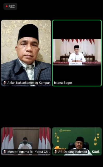 Kakan Kemenag Kampar Ikuti Takbir Virtual Idul Adha Bersama Presiden Jokowi