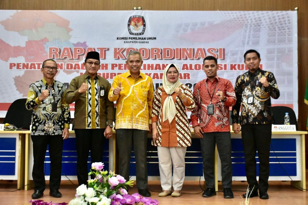 Sukseskan Pemilu 2024, KPU Kampar Gelar Rakor Penataan Dapil Bersama Pj Bupati Kampar