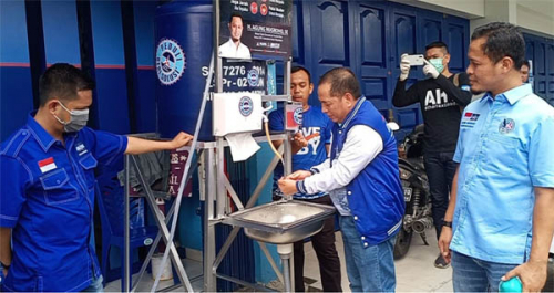 Demokrat Pekanbaru Pasang Puluhan Wastafel Portable di Beberapa-Tempat