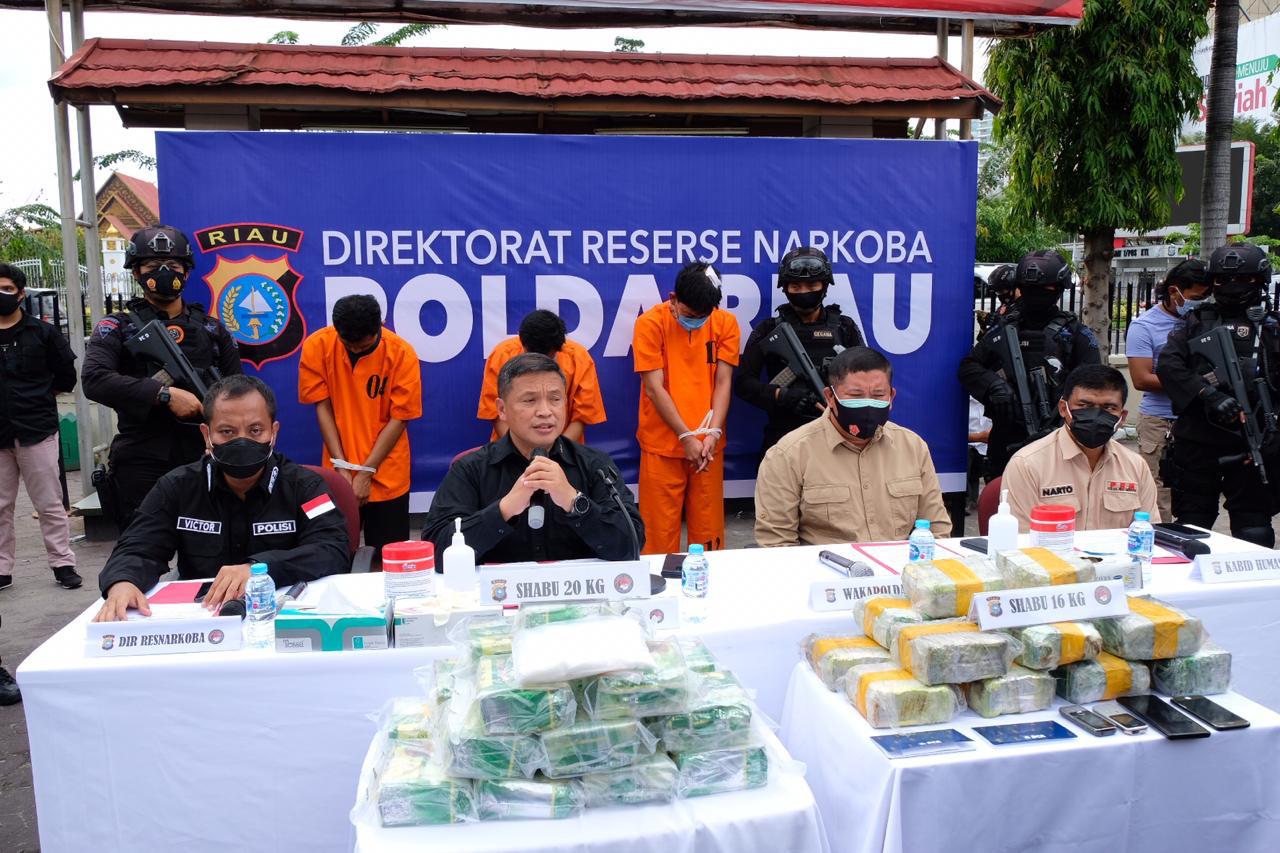 Polda Riau Kembali Berhasil Ungkap 36 Kg Sabu Dan Amankan 5 Tersangka.