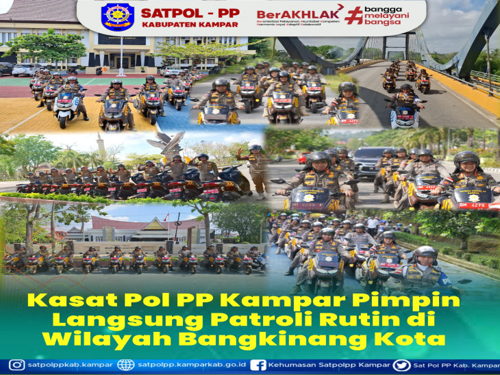 Patroli Rutin Dipimpin Langsung Kasat Pol PP Kampar Di Wilayah Bangkinang Kota