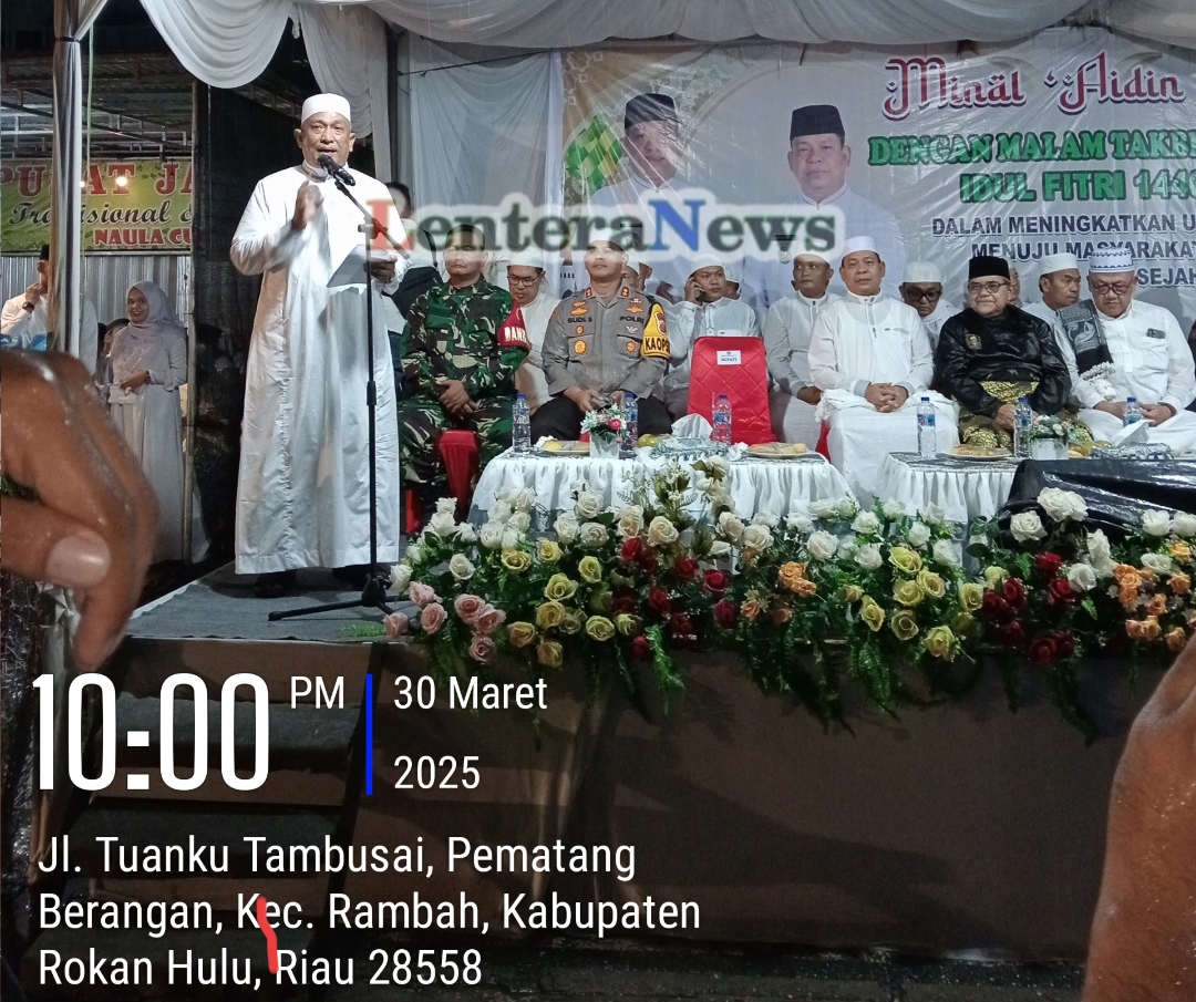 Dimulai Dengan Pawai Obor Takbiran Idul Fitri 1446 H di Rokan Hulu Tetap Meriah Meski Diguyur Hujan