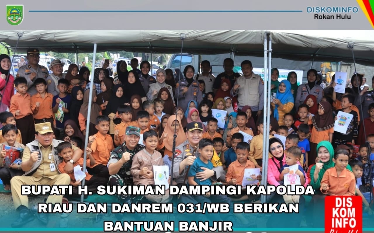 Kapolda Riau dan Danrem 031/WB Didampingi Bupati Rohul, Salurkan Bantuan Banjir