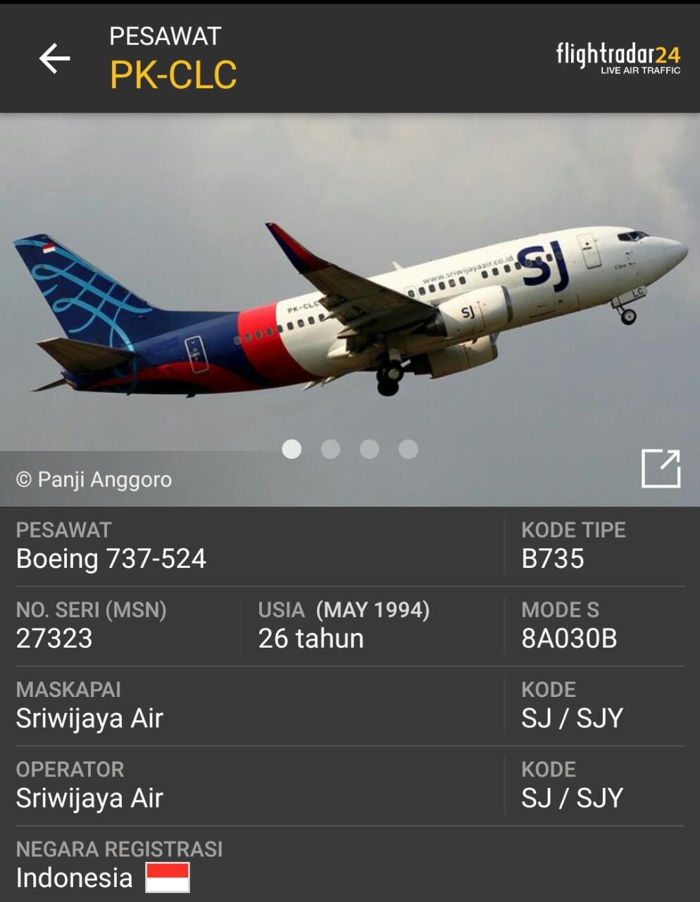 Pesawat Sriwijaya Air No SJY182 Dikabarkan Hilang Kontak