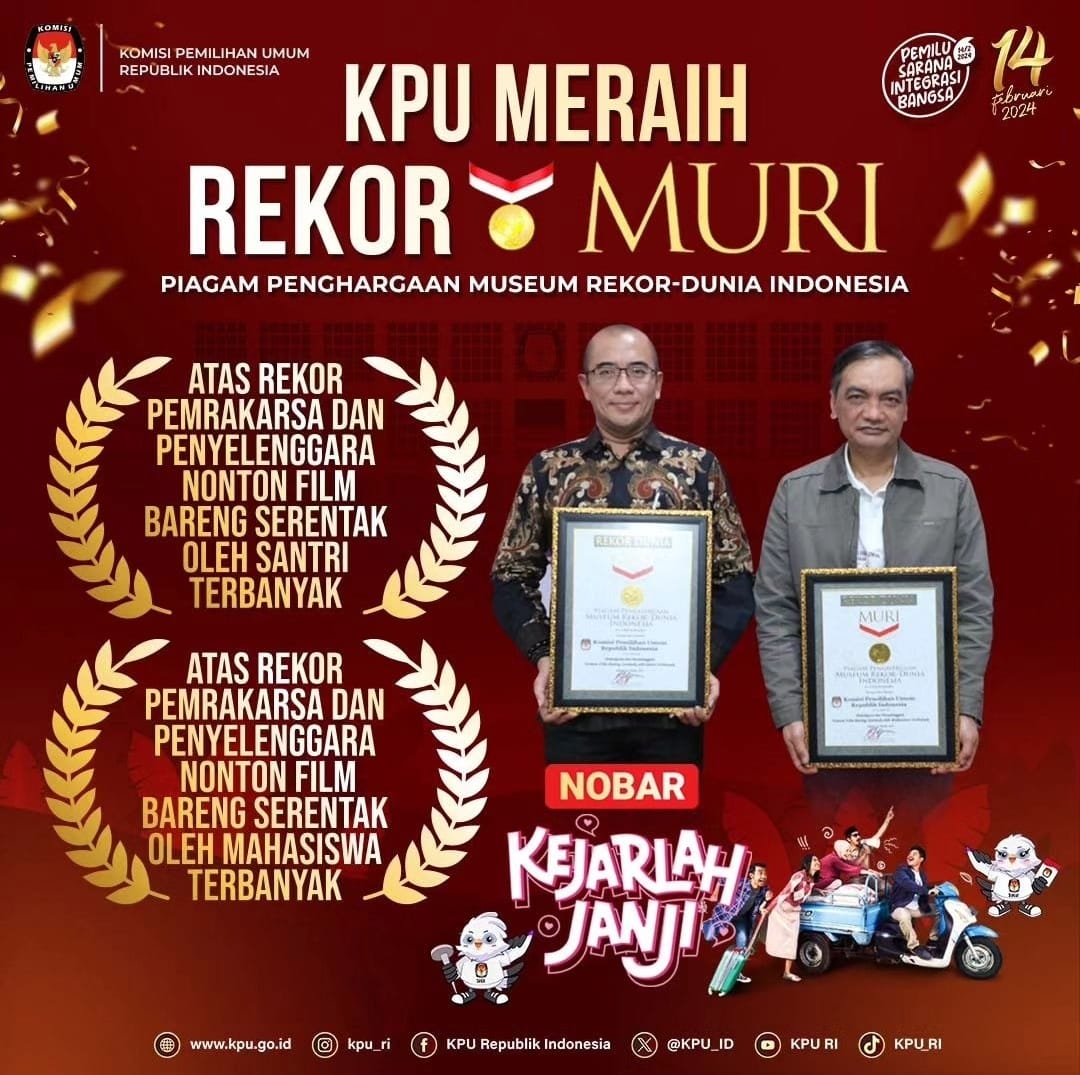 Nonton Bareng Film Kejarlah Janji, KPU Mendapat Rekor Penghargaan MURI