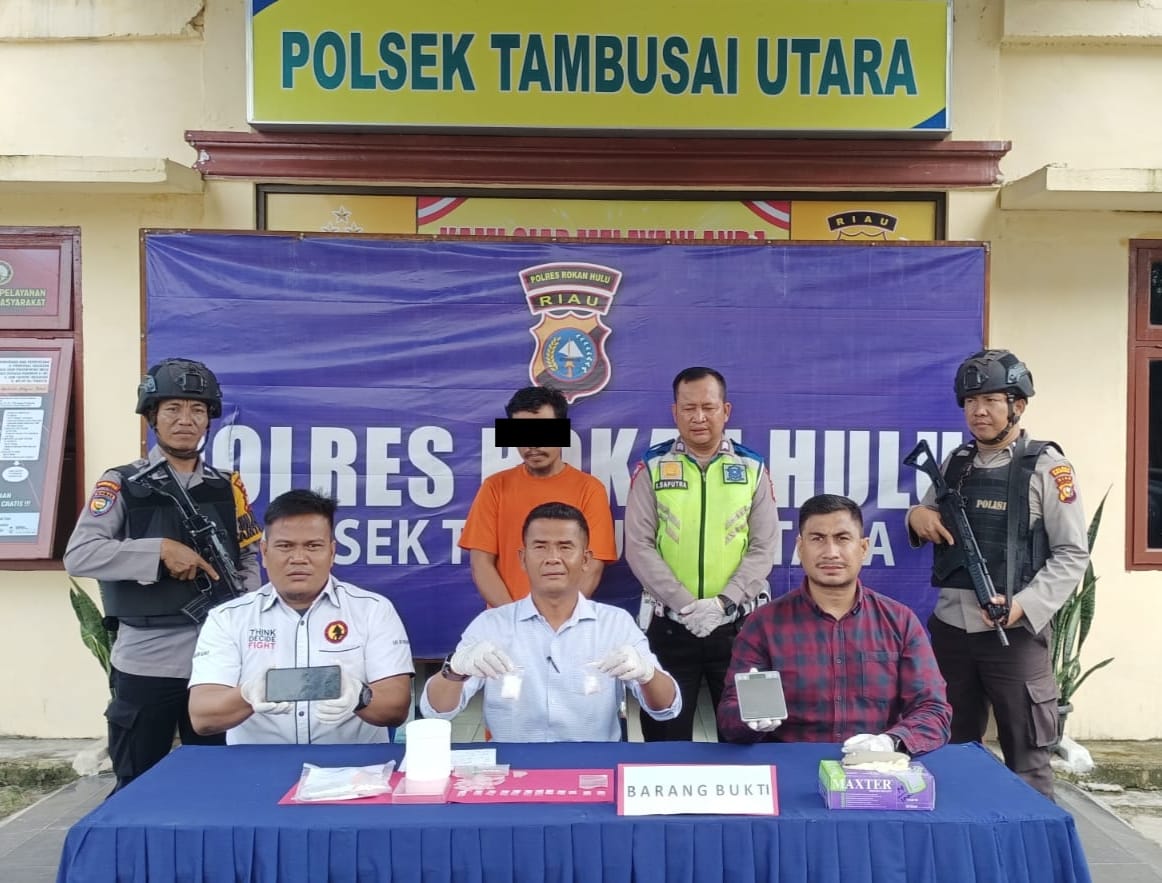Unit Reskrim Polsek Tambusai Utara, Bekuk Seorang Pria Diduga Pengedar Shabu