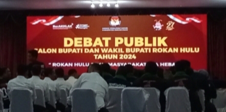 KPUD Rohul Gelar Debat Publik 5 Paslon Cabup-Cawabup Rohul Tahun 2024 Di Aula Islamic Centre