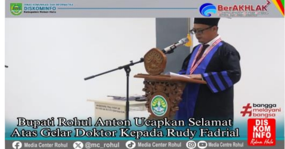 Bupati Rohul Anton Ucapkan Selamat atas Gelar Doktor Kepada Rudy Fadrial 