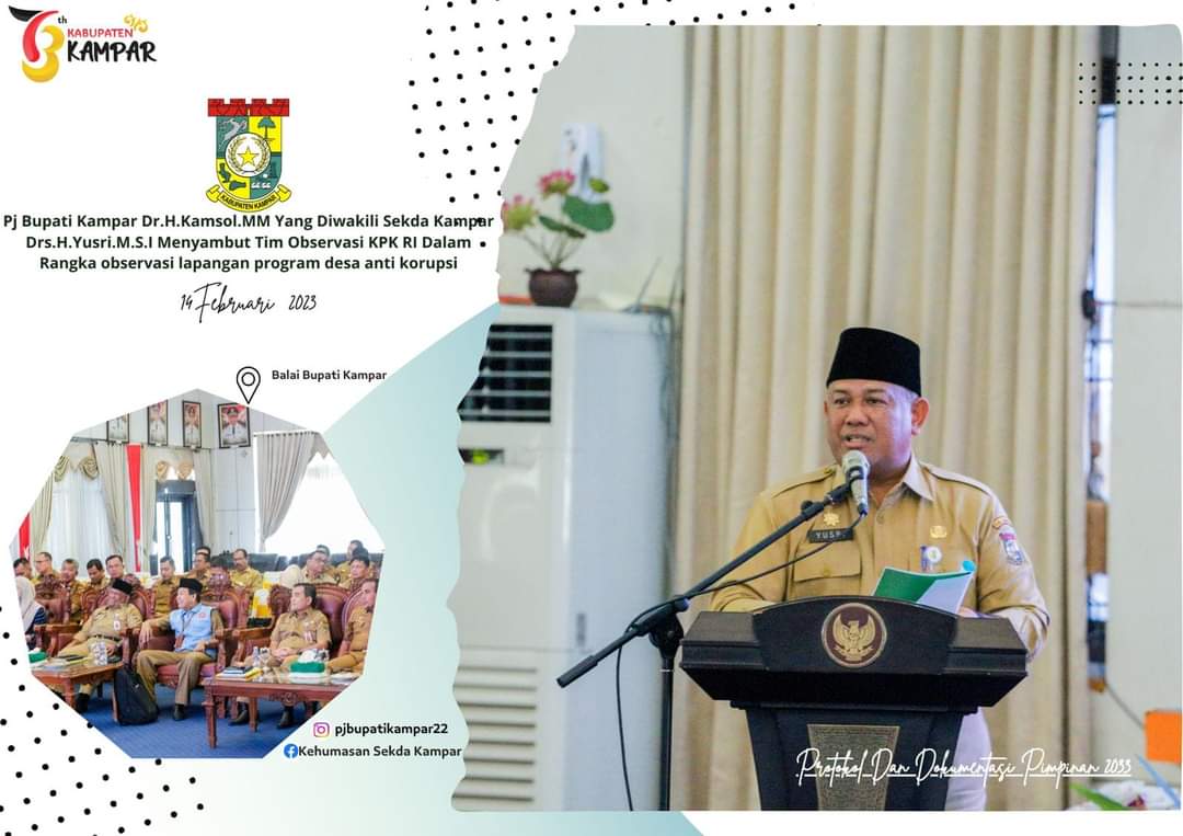 Kedatangan Tim KPK RI Terkait Observasi Program Desa Anti Korupsi Disambut Sekda Kampar