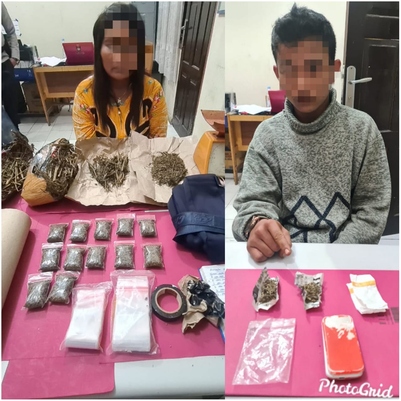 2 Pengedar Daun Ganja Kering, Salahsatu Seorang Wanita Ditangkap Resnarkoba Polres Kampar