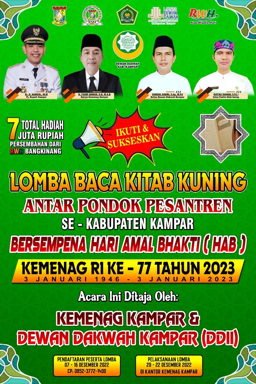 Pertama Kali di Kampar, Lomba Baca Kitab Kuning Akan di Gelar Antar Ponpes, Ini Jadwalnya