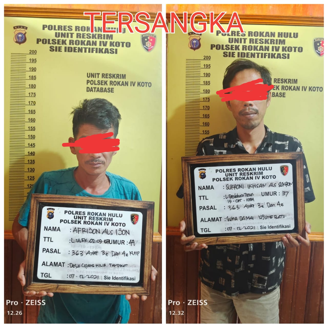 Gara-Gara Ini, Dua Pria Kini Menginap di Sel Mapolsek Rokan IV Koto