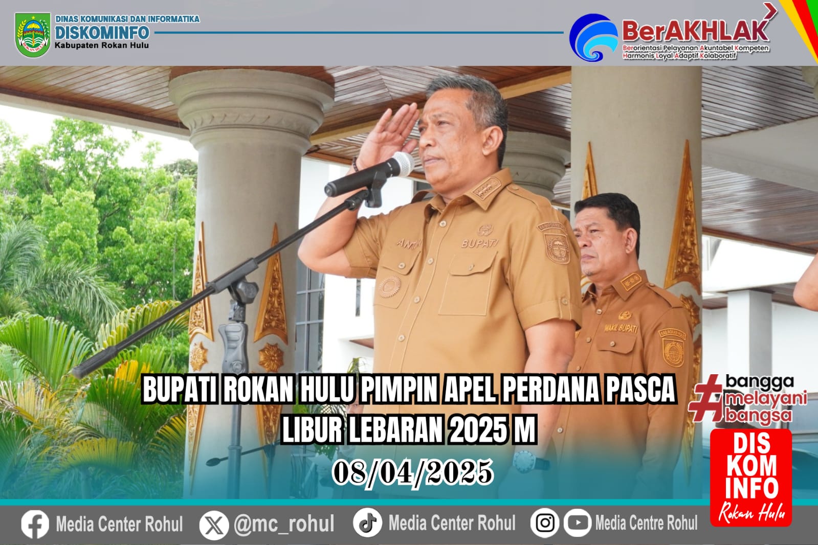 Bupati Rokan Hulu Pimpin Apel Perdana Pasca Libur Hari Raya Idul Fitri 1446 H
