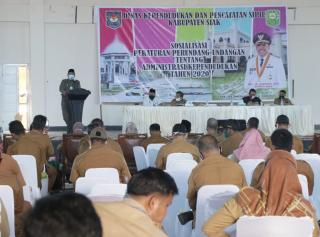 Tetap Ikuti Prokes. Bupati Siak Buka Sosialisasi PPU Administrasi Kependudukan Tahun 2020