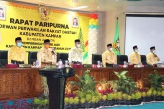 DPRD Kampar Gelar Rapat Paripurna Istimewa, Pada Hari Jadi Kabupaten Kampar Ke 71 Tahun 2021