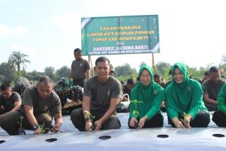 Tanam Perdana Bibit Cabai di Lahan Ketahanan Pangan Yonif 132/BS Dipimpin Langsung Danyonif