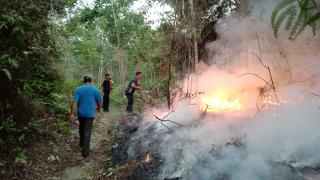 Lahan Milik Warga Desa Simpang Kubu Kampar Sore ini Dilalap Sijago Merah